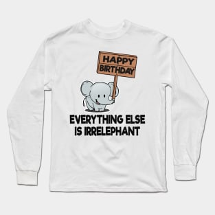 Funny Cute Elephant Birhday Bday Gift Present Child Kids Long Sleeve T-Shirt